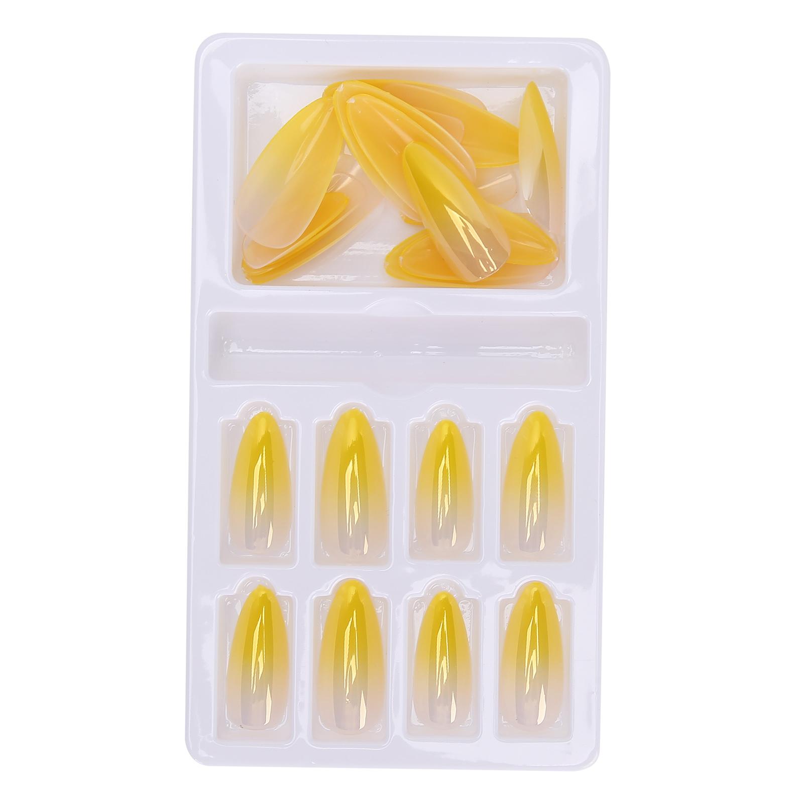 Farbverlauf Spitz Zulaufende Falsche Nägel Tipps Set Farbige Vollständige Abdeckung Falsche Nägel mit NagelfeileF745-18