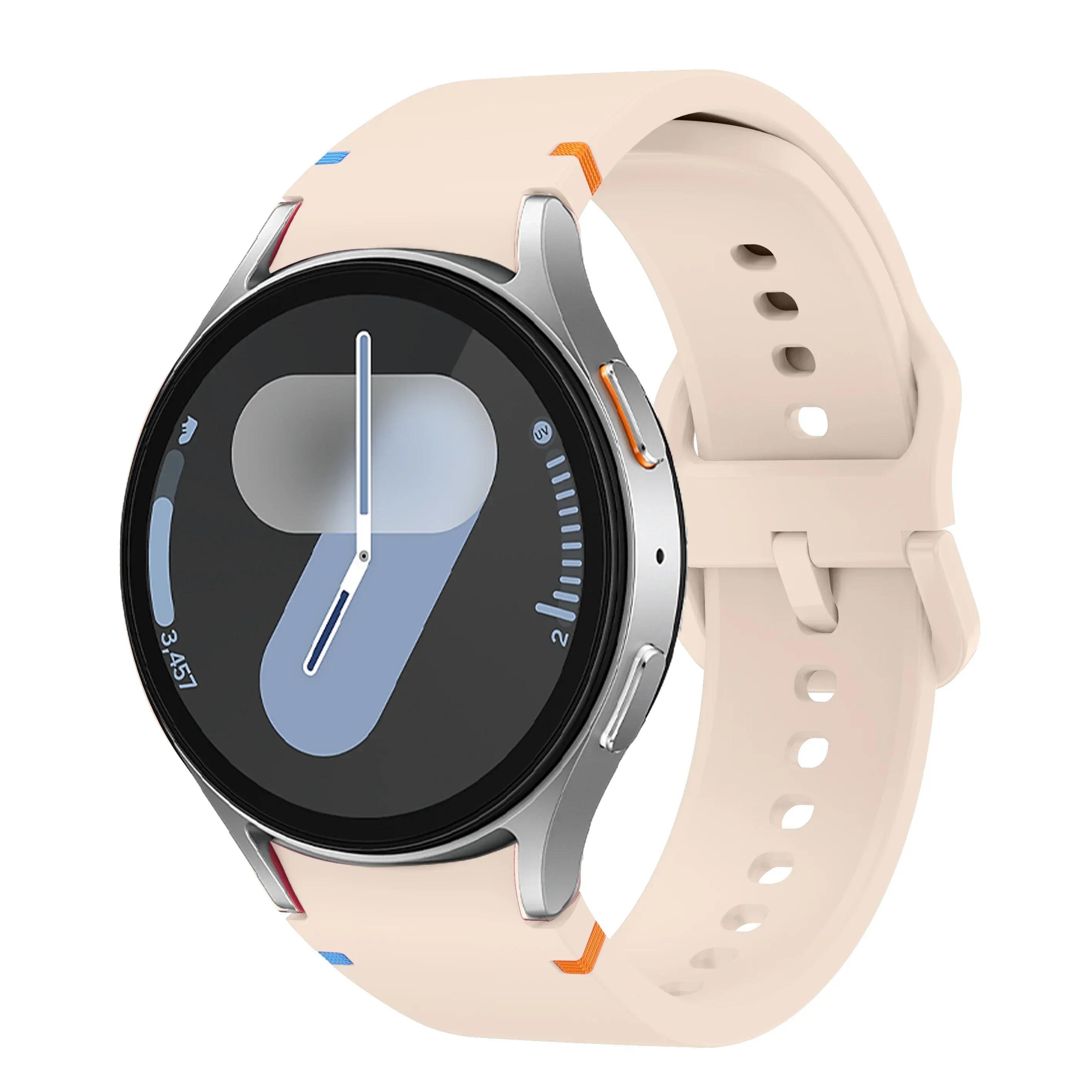 Neues Original-Silikonarmband für Samsung Watch 7 6 5 Pro 44mm 40mm 45mm Sportarmband für Galaxy Watch 6Classic 43mm 47mm Armband Watch 7 6 5 4 44mm hellrosa