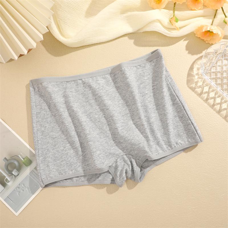 Neue Damenhöschen aus Baumwolle, nahtlos, Sport-Boxer, Unterwäsche, weibliche, einfarbige Slips, gemütliche Dessous, intime Unterhosen, XS-XL S grau