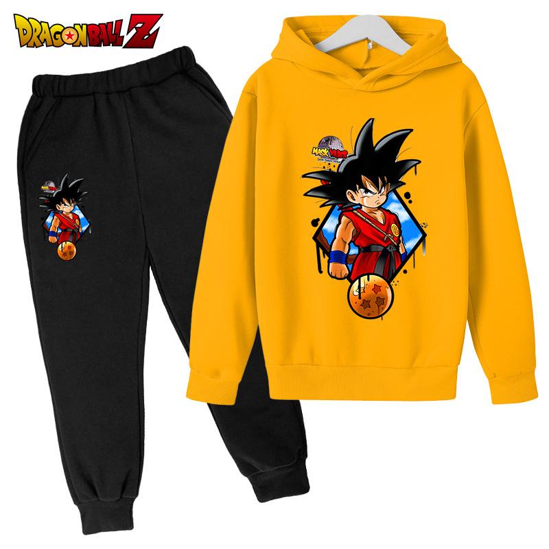 2026 Jungen und Mädchen Sieben Hoodie Kinder Cartoon Goku Sweatshirt Kinder Einfaches Mode Oberteil Jungen und Mädchen Kleidung Dragon Ball 160 orange