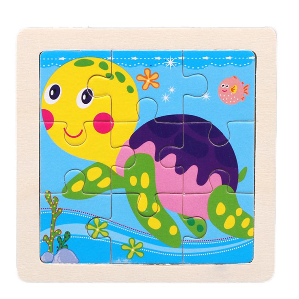 TOYS & TOTS 9 Stücke Holz Cartoon Tiere Puzzle Lernen Bildung Panel Kinderspielzeug Turtle*