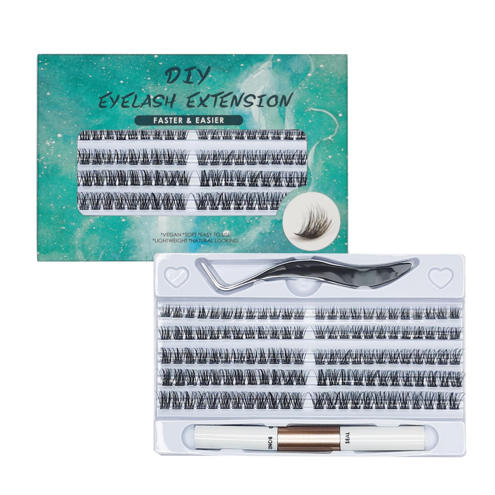 Segmentale falsche Wimpern mit Wimpernpinzette, doppelseitiger Wimpernkleber, 5 Größen, individuelle falsche Wimpern schwarz