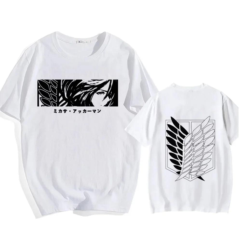 Japanische Anime-T-Shirts zum Thema „Attack on Titan“ für Herren und Damen, Sommer-T-Shirts aus bedruckter Baumwolle mit kurzen Ärmeln, übergroße trendige T-Shirts 4XL