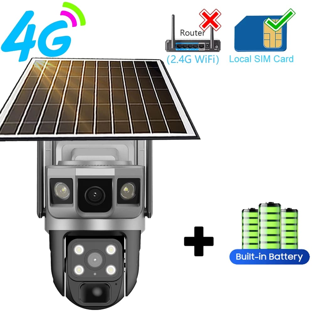 Neu 4G SIM Karte Solar Kamera 12MP HD Nachtsicht WIFI 6K Smart Home Security Video Überwachung 2 Weg audio IP Kameras Smart Home 4G Cam