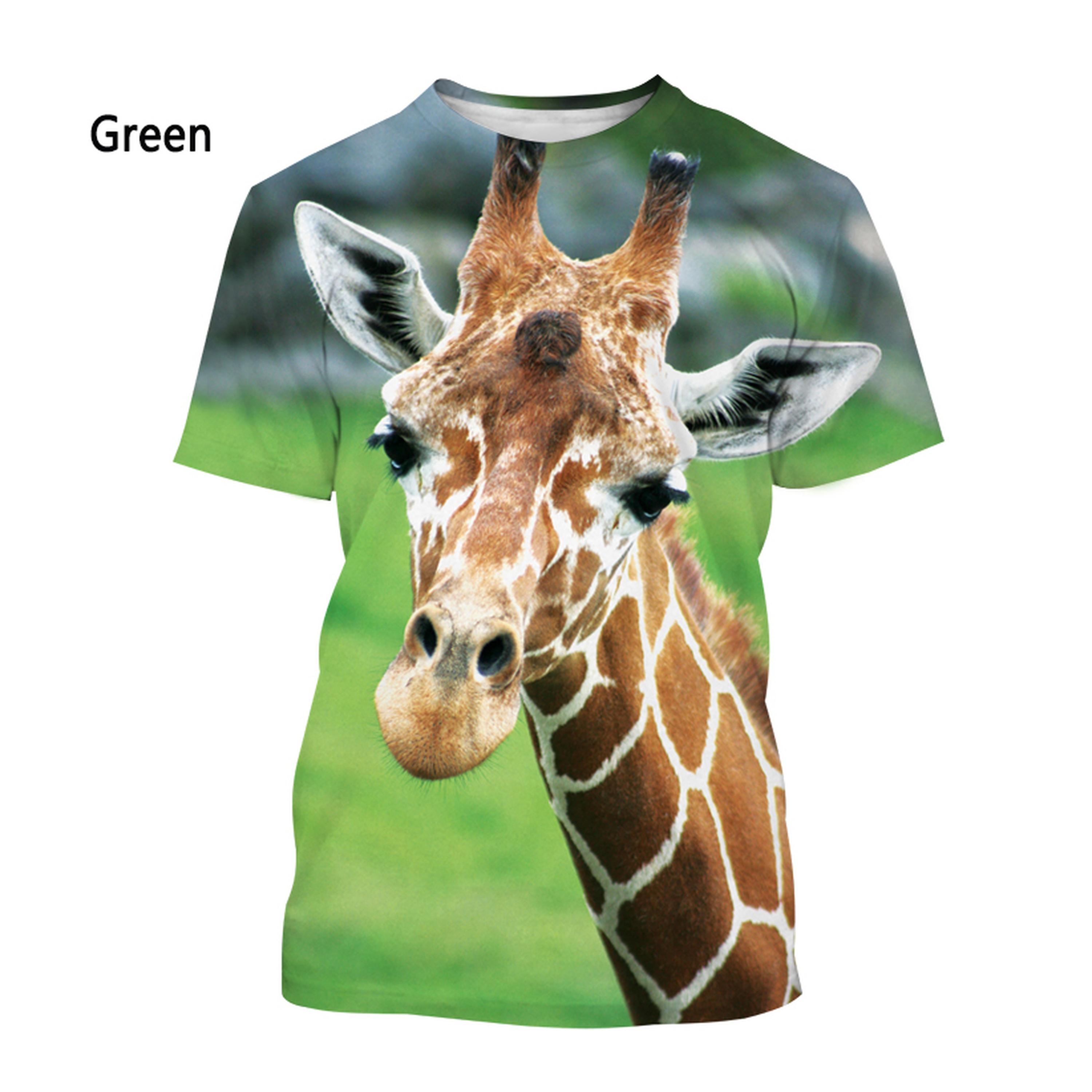 Sommer Lustige männer T-Shirt Tops 3D Druck Giraffe Tier Tees Oansatz Übergroßen Shirts Herren Kleidung Männlich Casual Streetwear Kurze 2XL