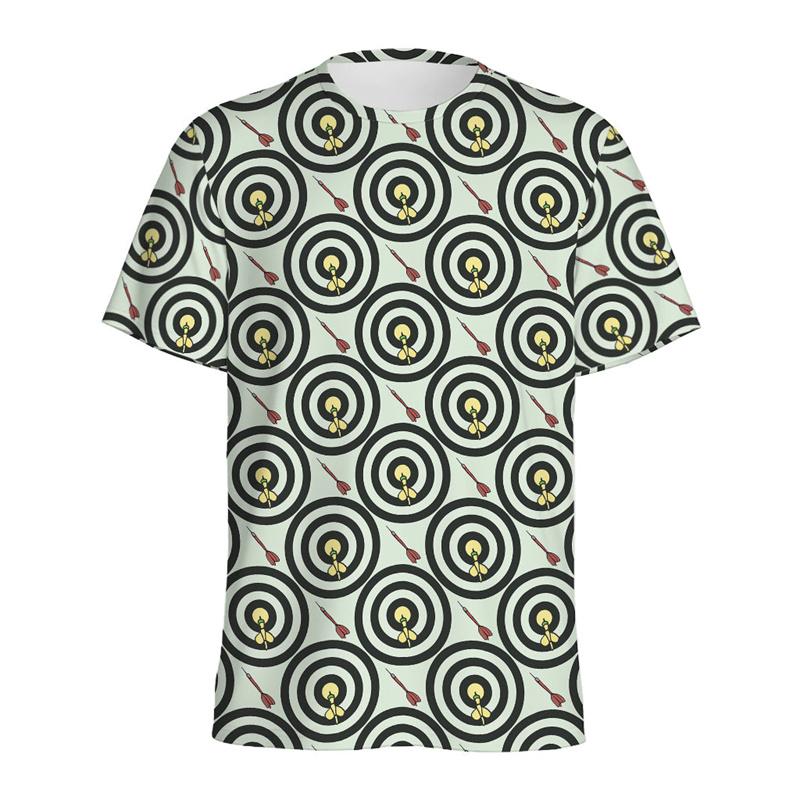 Darts Bullseye Target Muster T-Shirt 3D-gedruckte Dartboard-T-Shirts Sommer Rundhals-T-Shirts für Männer Lose Kurzarmoberteile 6XL