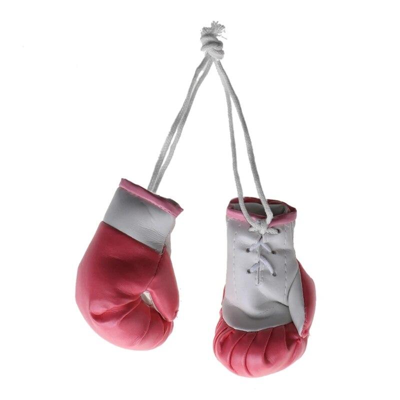 Mini-Boxhandschuhe, Miniatur-Boxhandschuhe, Weihnachtsschmuck zum Aufhängen oder als Souvenir für zu Hause weiß/rosa