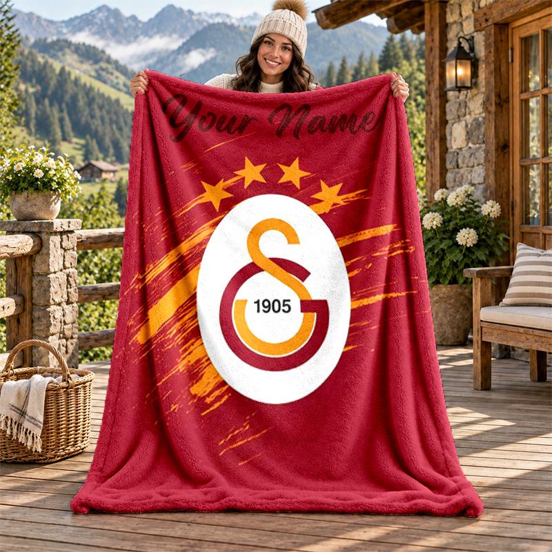 Galatasaray Benutzerdefinierter Name Flanelldecke Personalisierte Weiche Warme Plüschdecke Personalisierte Geschenk für Familie Freunde 80cmx120cm white