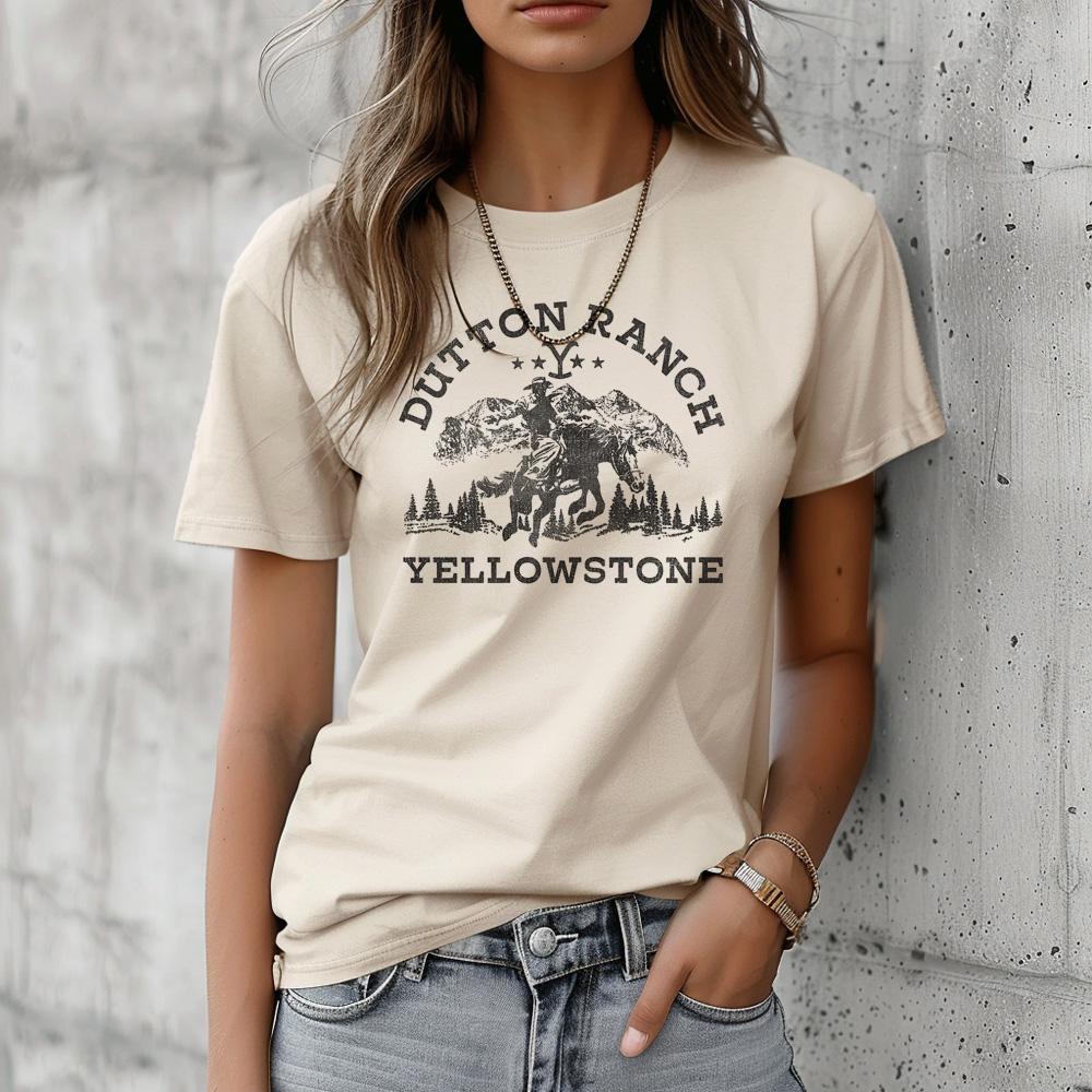 Yellowstone T-Shirt Damen Japanische Streetwear Y2K Top Mädchen Manga Streetwear Lustige Kleidung XL