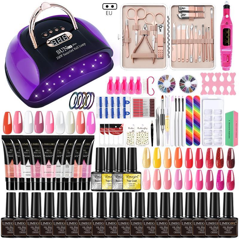Nagelset, 114/54 W UV-LED-Lampentrockner mit 18/12-teiligem Nagelgel-Lack-Set, Soak-Off-Maniküre-Werkzeugset, elektrischer Nagelbohrer, Nagelwerkzeuge