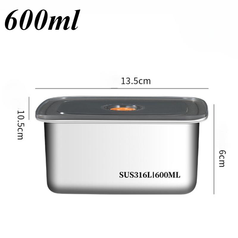 Edelstahl Bento Box Auslaufsicher Kühlschrank Gefrierschrank Aufbewahrungsbox Küchenzubehör 600ml silber