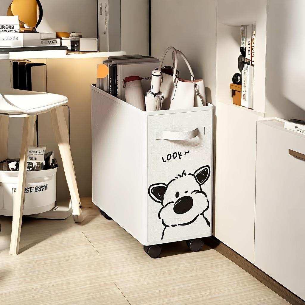 Büro Umzugswagen mit Rädern-Unter-Schreibtisch Aufbewahrung für Studentenwohnheime,Perfekt zur Aufbewahrung von Büchern und kleinen Gegenständen,Bürobedarf und Zubehör,Regalkorb dog weiß