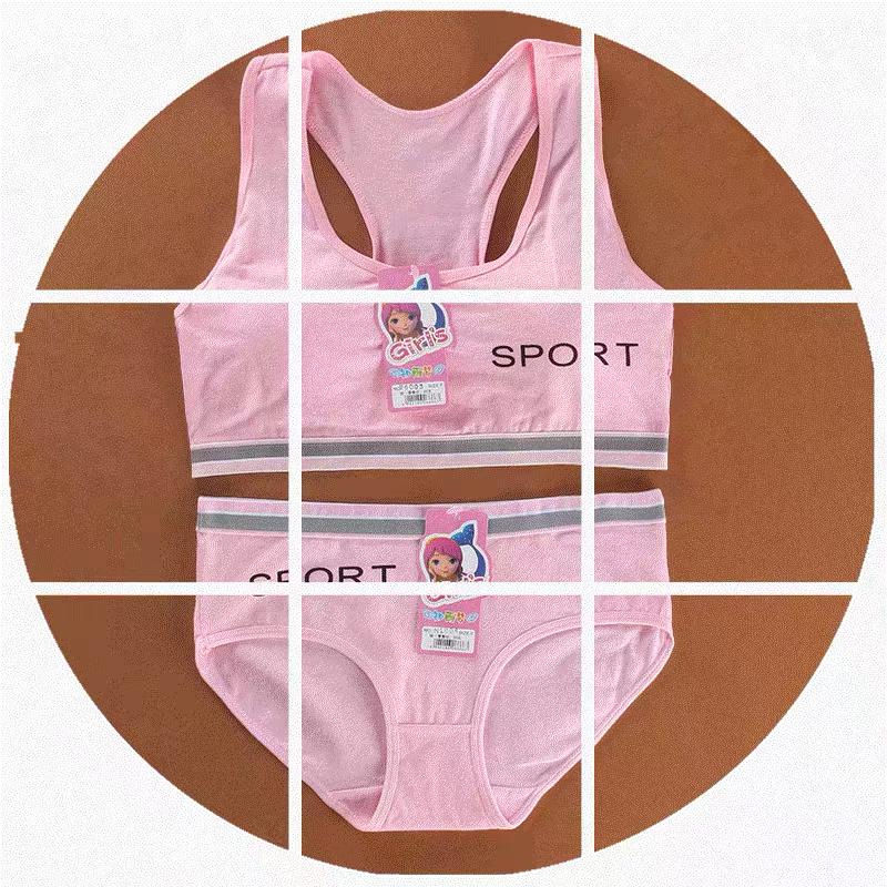 Mädchen Unterwäsche BH Weste Kinder Unterhosen Slips Atmungsaktive Sportunterwäsche Set Free size rosa