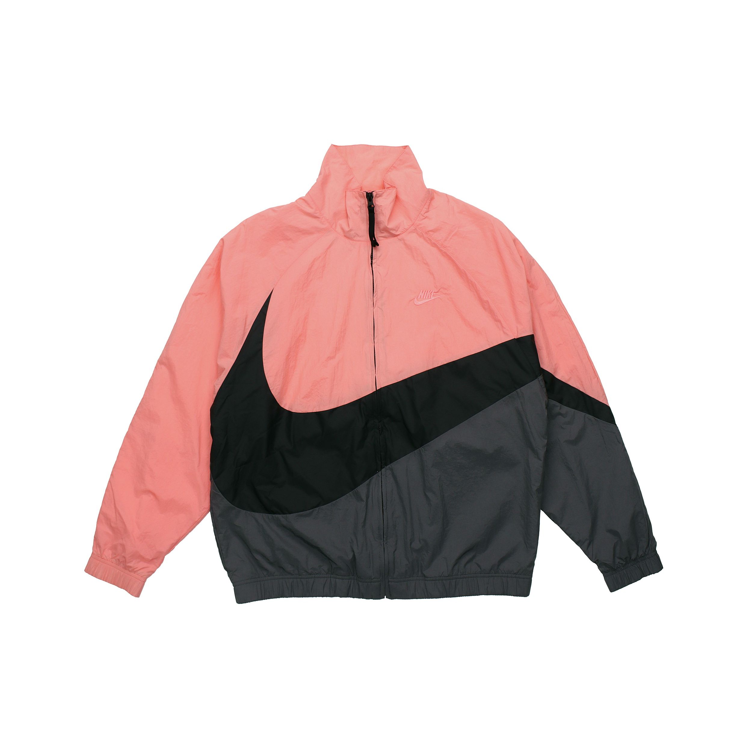Nike Big Swoosh Lockere Jacke mit Reißverschluss und Kragen Ausgewebte Jacke für den Frühling Herrenjacken Schwarz Grau Rosa AR3133-668 XL