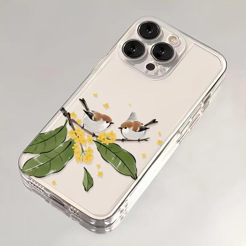 Ast Kleiner Vogel iPhone Hülle: Kompatibel mit iPhone 14, 15 Pro, 16 Pro Max, Sturzsicher, Vollständige Abdeckung, Schlichtes Design iPhone 11