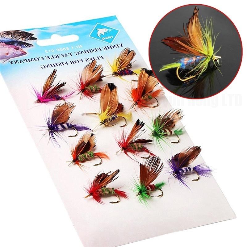 12 teile/satz Verschiedene Trocken Fliegen Angeln Locken Forelle Lachs Trocken Fliegen Fisch Haken Lockt angeln angeln pesca 12PCS