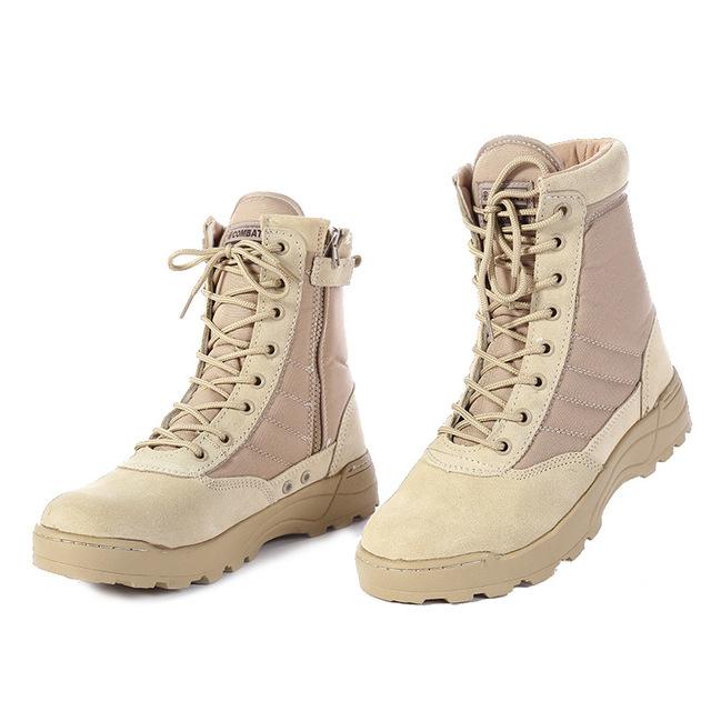 Neue US-Militär-Leder-Kampfstiefel für Männer Combat Bot Infanterie Taktische Stiefel Askeri Bot Army Bots Army Schuhe 43 khaki