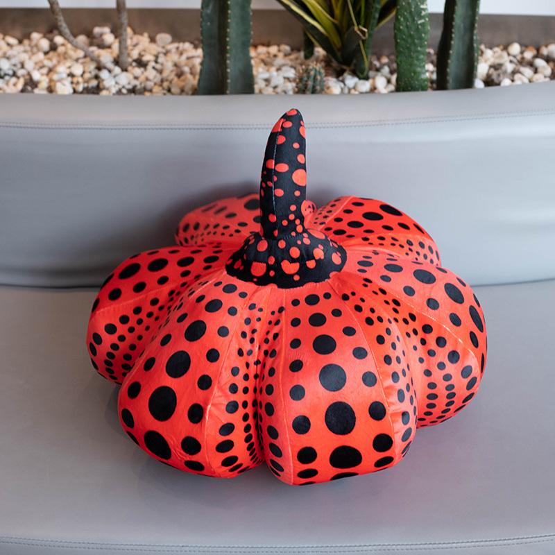 Wellenpunkt Kürbis Spielzeug Yayoi Kusama der gleiche Kürbis Wurfkissen Halloween Deko Puppe Baby Kinder Spielzeug Zuhause Sofa Deko Kissen 50cm rot