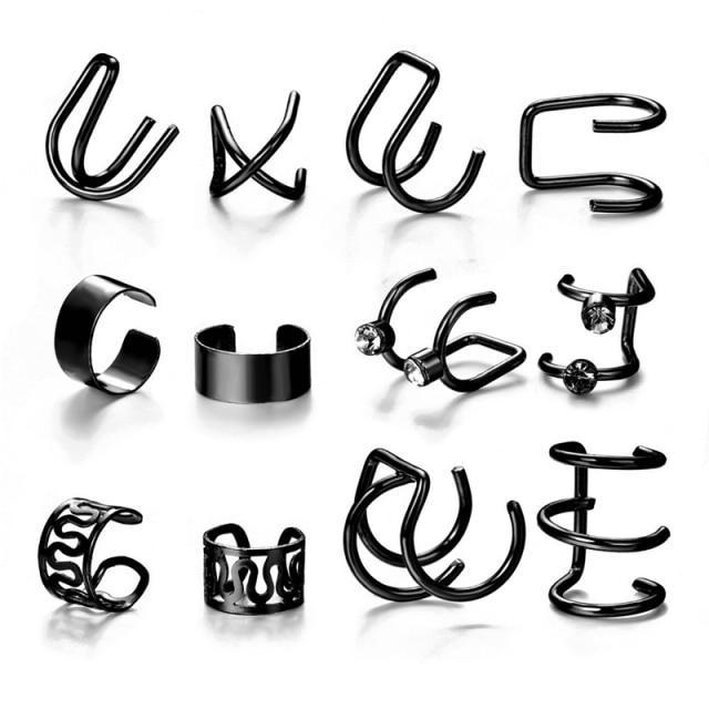 17km Goldene Blätter Ohrklemme Schwarz Ohne Piercing Ohrclips Fake Knorpel Ohrringe Clip-Ohrringe Für Damen Herren Großhandel Schmuck gray