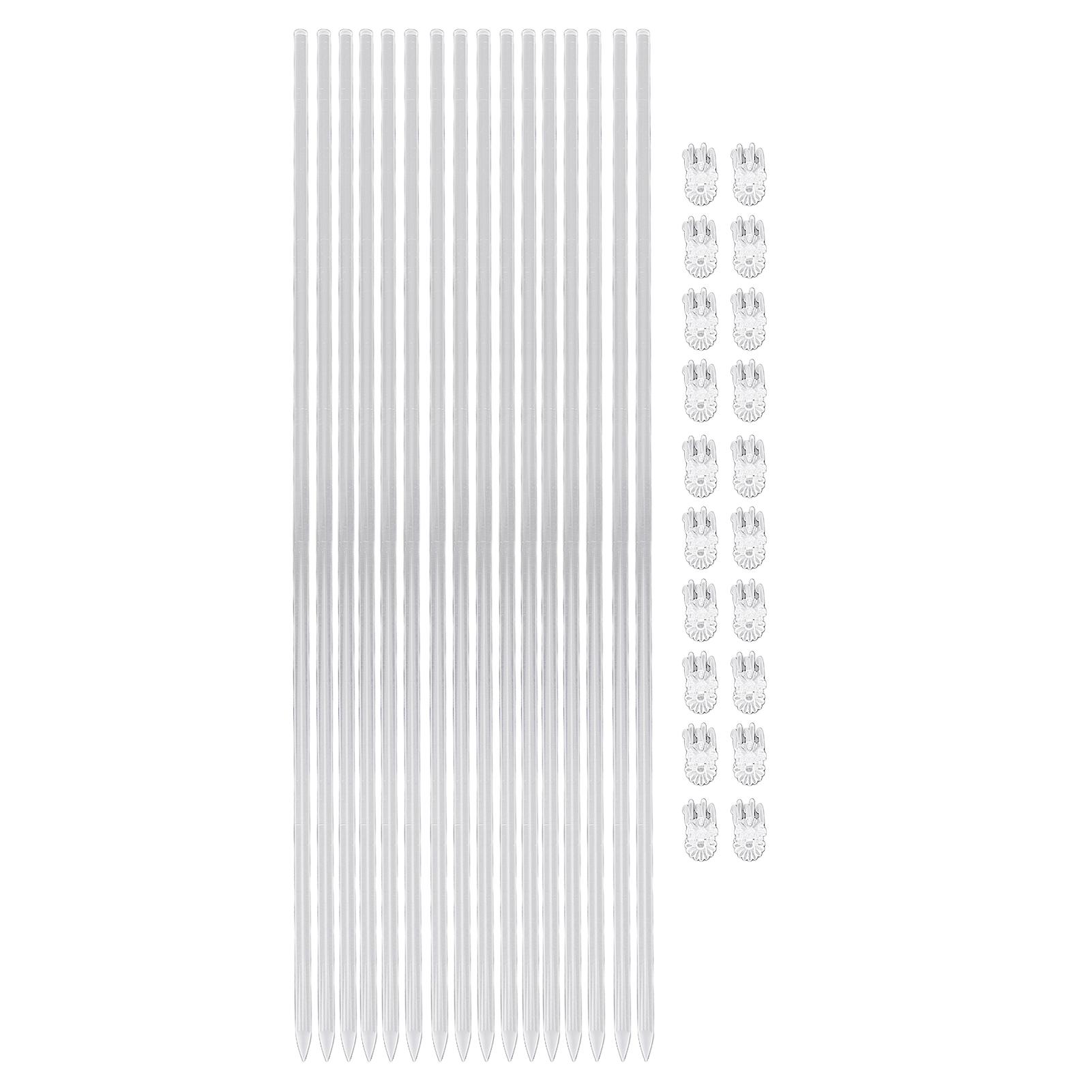 16 Stück 15,6 Zoll Acryl Pflanzenstecker Klare Blumenstützstäbe mit 20 Stück Klemmen für Orchideen