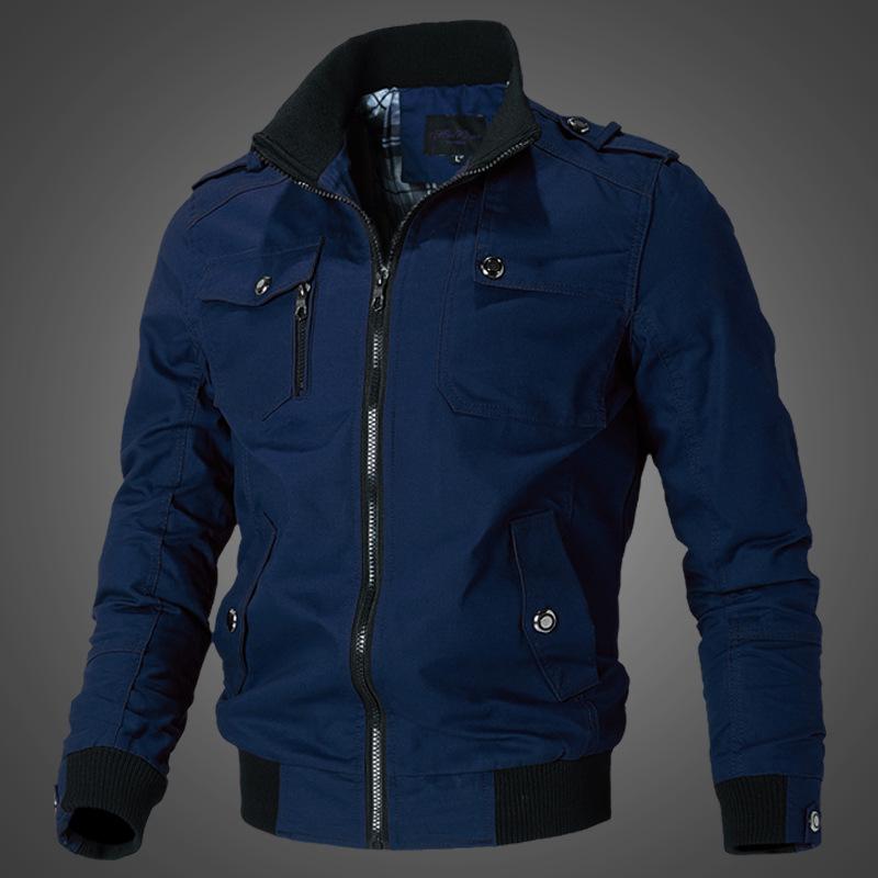 Frühling und Herbst Herren Freizeitjacke Stehkragen Jacke Herren Arbeitskleidung Jacke Baumwolljacke XXXL ultramarin blau