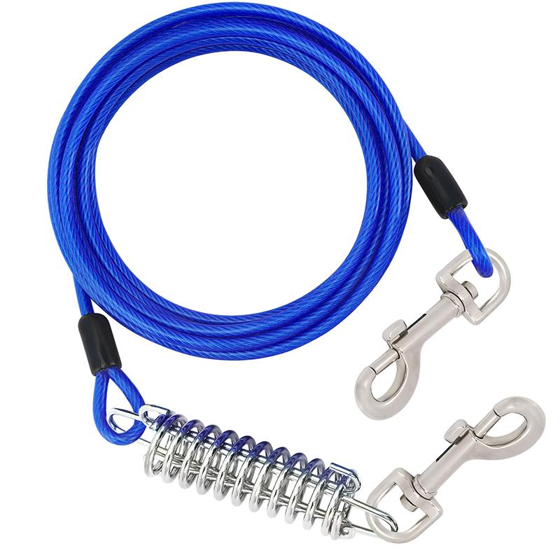 3/6/9/15M Hunde Anbindekabel Hunde Läufer für Hof Stahldraht Hundeleine mit Langlebiger Überlegener Feder Großer Hund Laufen im Freien 5mmx6m blue
