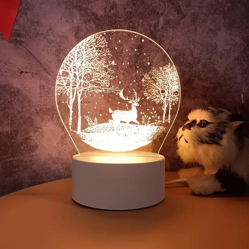 3D-Lampe, Acryl-LED-Nachtlichter, Bär, Dinosaurier, Kind, Nachtlicht, LED für Schlafzimmer, Dekoration, Weihnachtsdekoration, Hochzeit, Party, Gastgeschenke USB Warm Light dunkelblaue