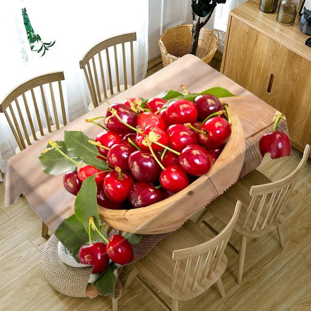 Tischdecke mit Obst- und Kirschmuster, grünes Gemüse, staubdicht, waschbar, verdickte Baumwolle, rechteckige und runde Tischdecke Round diameter 180CM