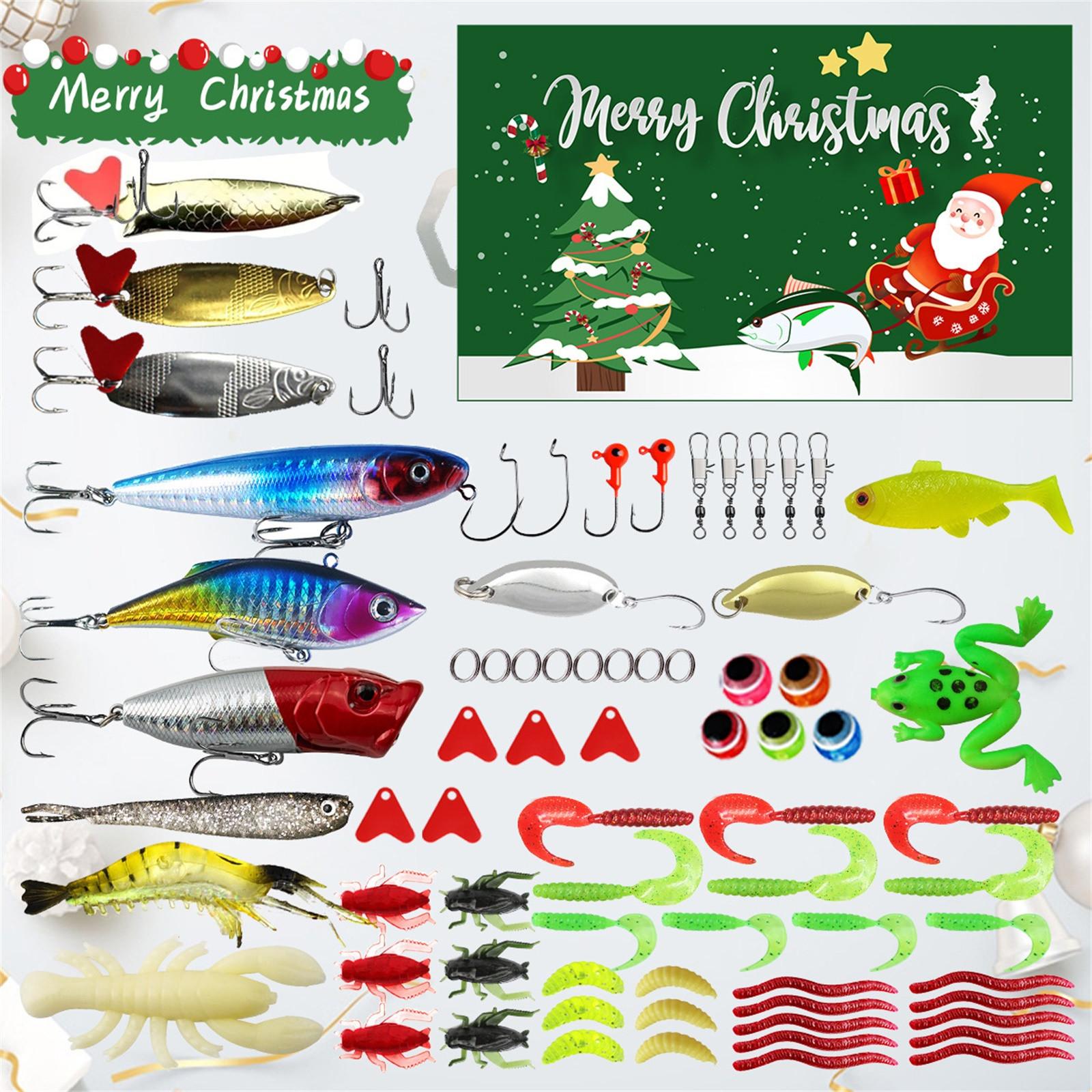Adventskalender zum Angeln, Countdown, Angelzubehör, Adventskalender für Fische, Erwachsene, Männer, Teenager, Jungen, Überraschungsgeschenk 2024 One Size grün