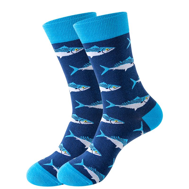 Neue Mode Herrensocken Japanische Harajuku Fröhliche Cartoon-Socken Seepferdchen Krabbe Garnele Korallen Socken Trend Herrenstrümpfe Lustige Socken Size Suit For 35-43