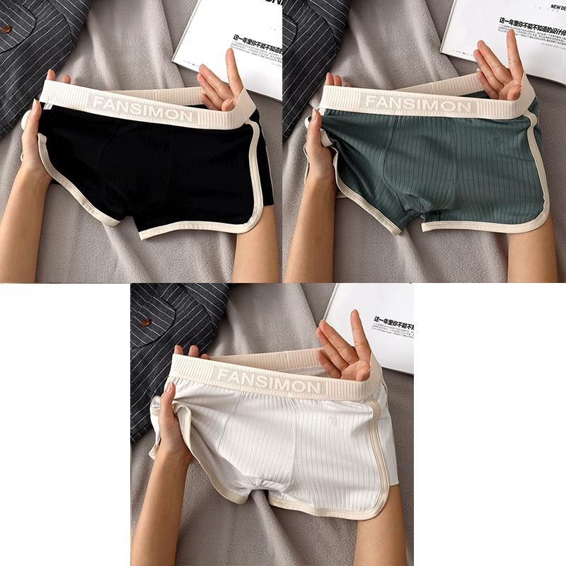 Boxer Herren Unterwäsche Gestreift Reine Baumwolle Atmungsaktiv Boxershorts Herrenmode Boxershorts 2XL gold