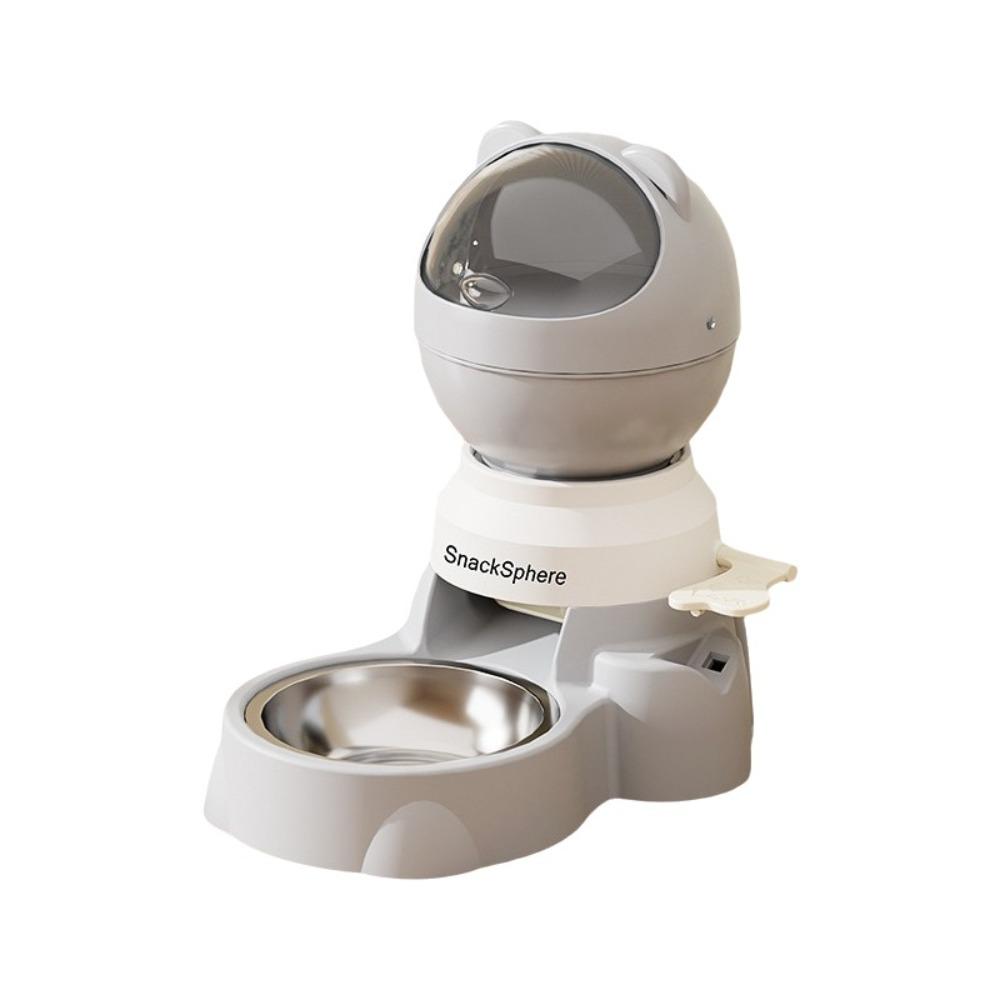 Große Kapazität Tierfutter Napf Auslaufsicher Katze Press Futterspender Intelligenter Katzen Futterautomat Haustier Fütterung 11.42x11.81x7.68 in grau