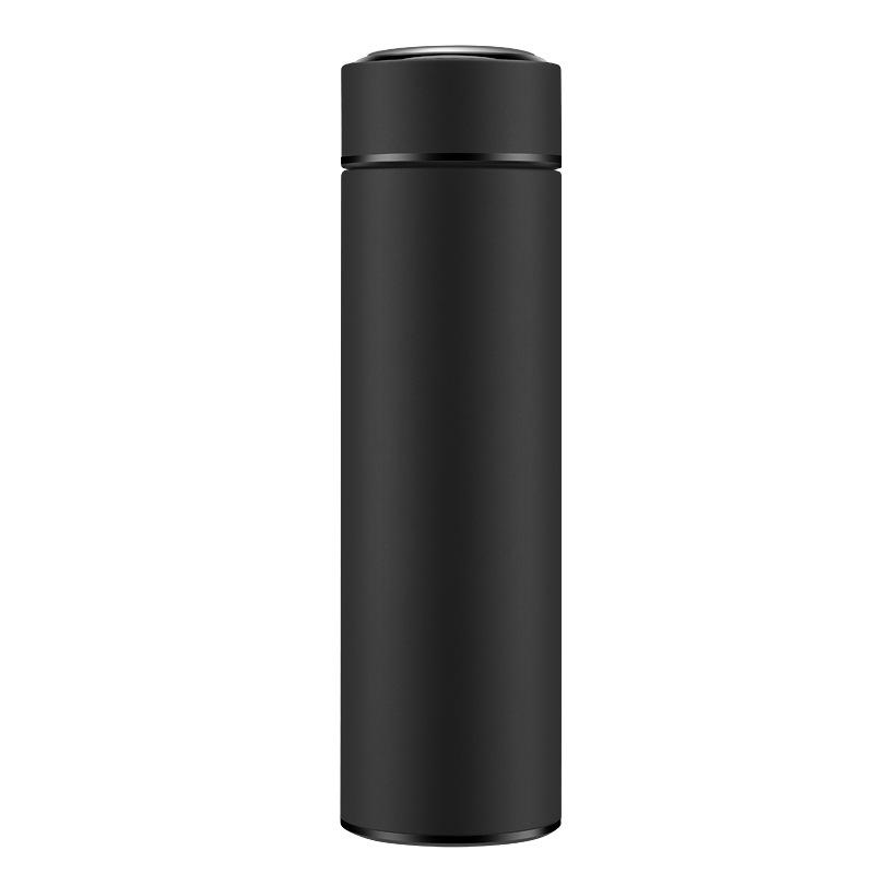 Intelligente Wasserflasche aus Edelstahl, auslaufsicher, doppelwandig, hält Getränke heiß und kalt, LCD-Temperaturanzeige 450ml schwarz