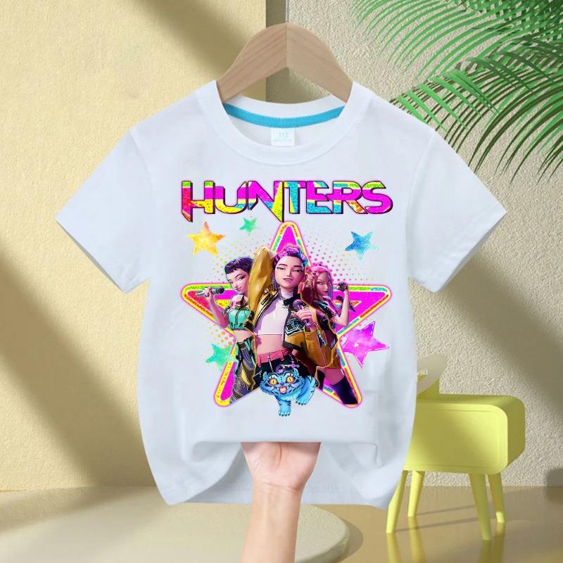 2025 Heißer Film Weiche Baumwolle Baby Mädchen T-Shirt Kinderbekleidung KPop Dämonenjäger Fans Geschenke Kinderkleidung Mode Lässige Oberteile 110cm
