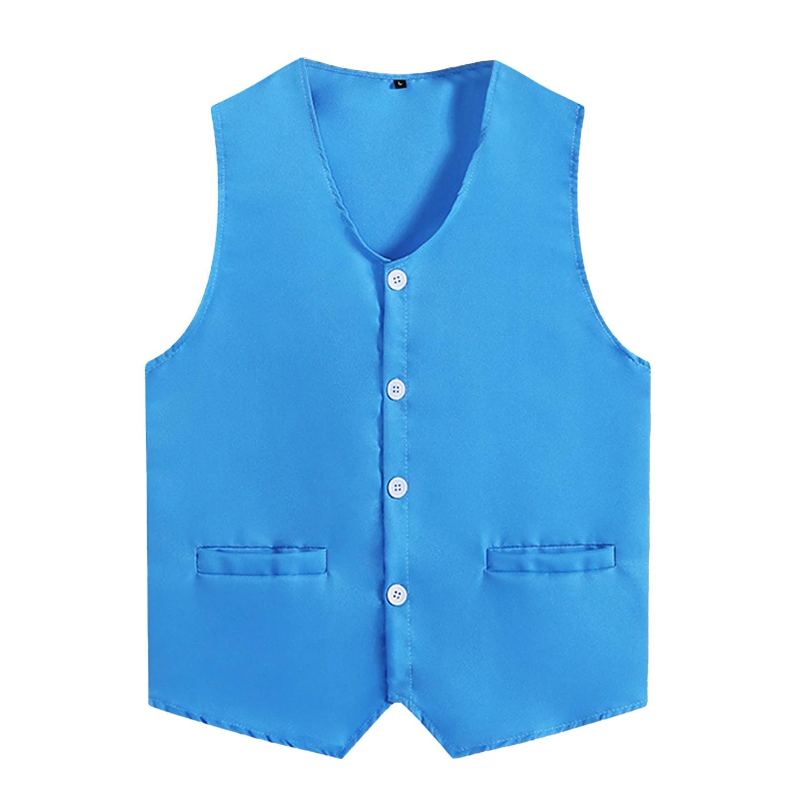Damen Herren Knopfweste Uniform Erwachsene Kellner Barkeeper Arbeitsuniform Unisex Freiwilligenaktivität Weste Weste 3XL himmelblaue