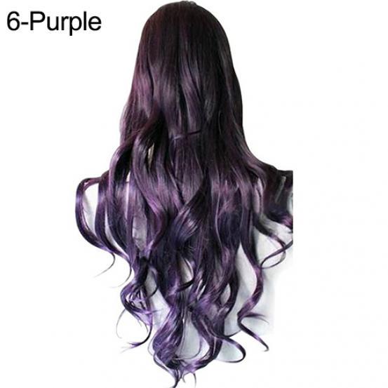 Frauen lange lockige große wellige Haare beliebte bunte coole Perma-lange Cosplay Perücke violett