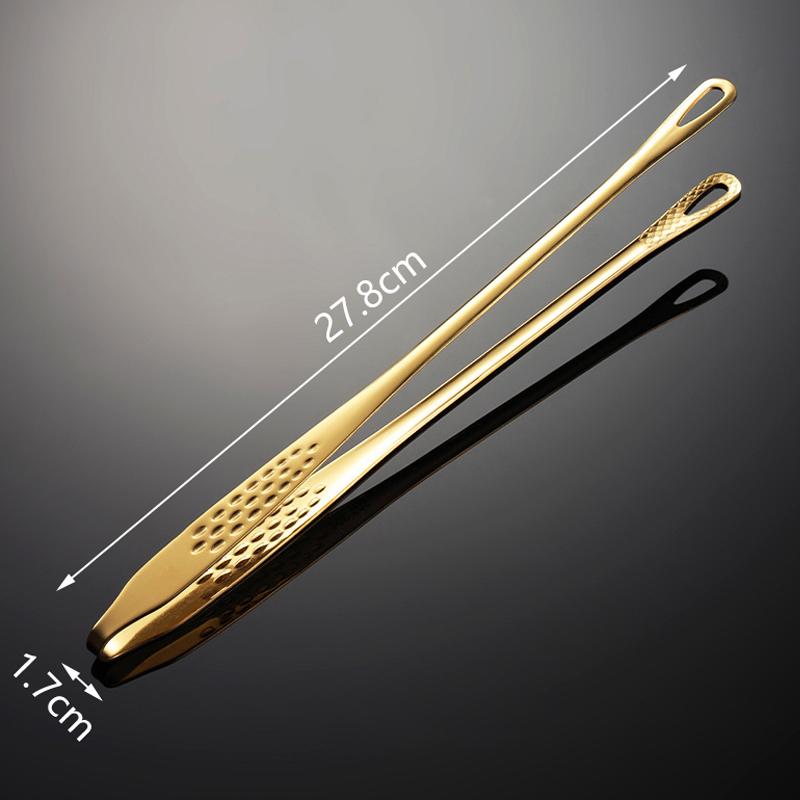 1Pc Edelstahl Lebensmittel Zange Langen Griff Nicht-Slip Grill Zange Steak Zange Küche Kochen Werkzeuge Küche Zubehör 28cm gold
