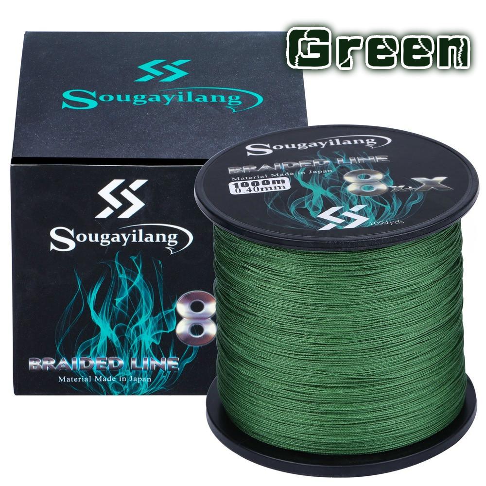 Angelschnur 300 M/500 M/1000 M 3 Farbe Geflochtene Angelschnüre 9-strängige PE Spinning Angelrolle Geflochtene Schnur 1000m-0.40mm-43.3kg grün