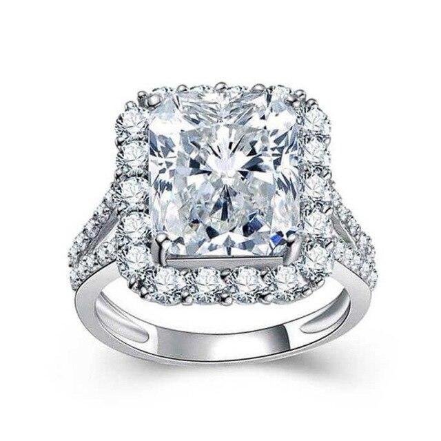 Exquisite Mode Silber Farbe Verlobungsringe Für Frauen Platz Zirkon Kristall Ring Jahrestag Braut Hochzeit Band Schmuck 7 weiß