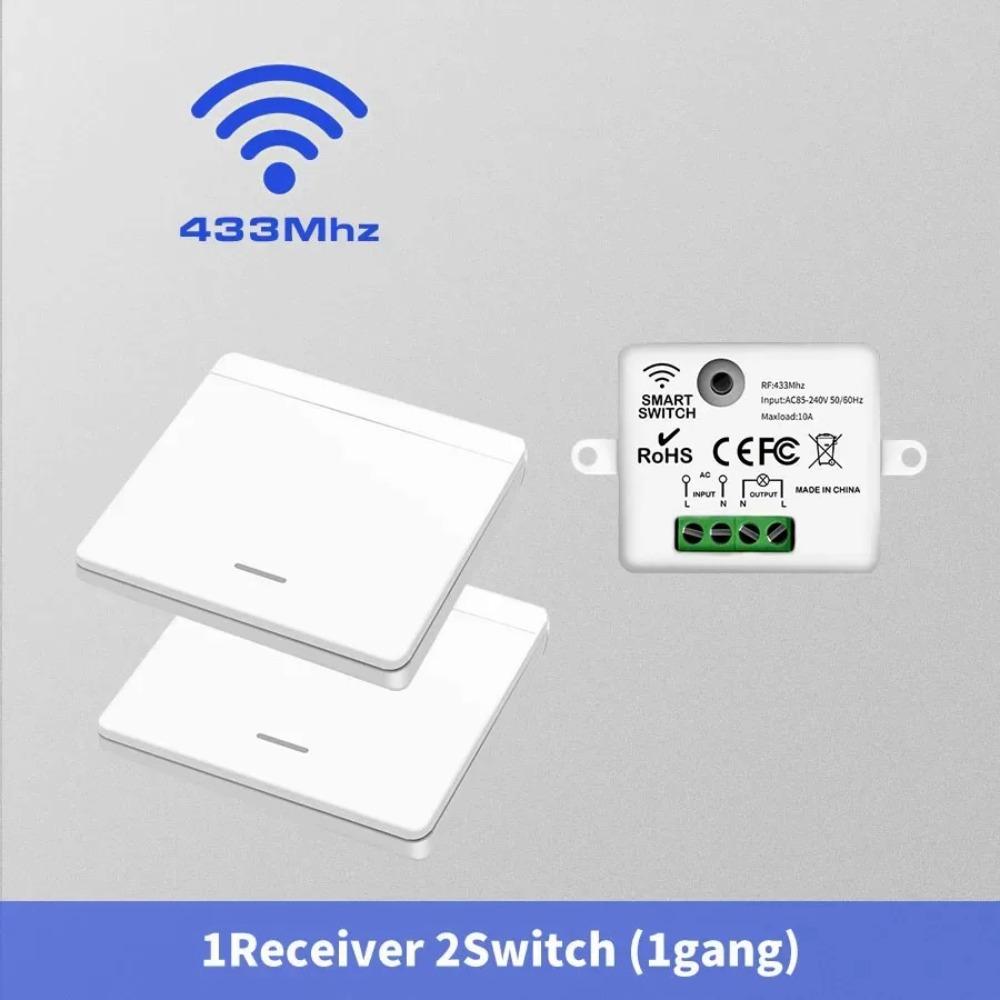 Drahtloser Lichtschalter 433MHz Fernbedienung 1/2/3fach Schalter Wand Smart Beleuchtungsschalter 10A 110V 220V Für LED Licht Lampe Smart Home Zubehör 1 Receiver 2 Switch