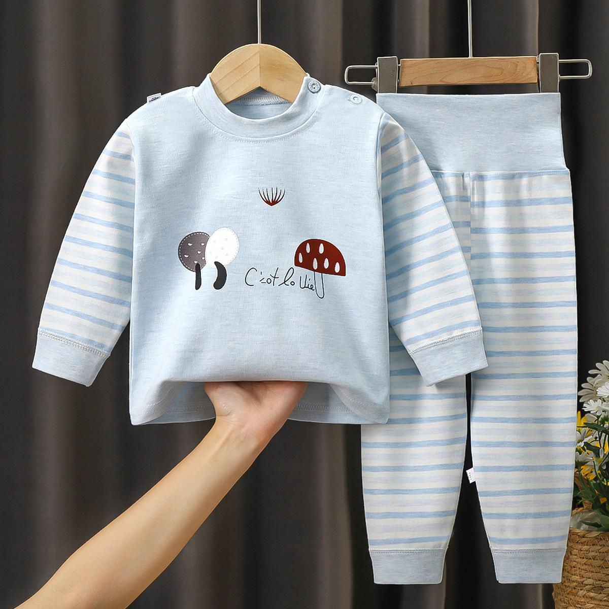 Kinderunterwäsche-Set, Farbe, Baumwolle, hohe Taille, Bauchschutz, Schlafanzug, Babykleidung, 0-6 Jahre alt 100cm