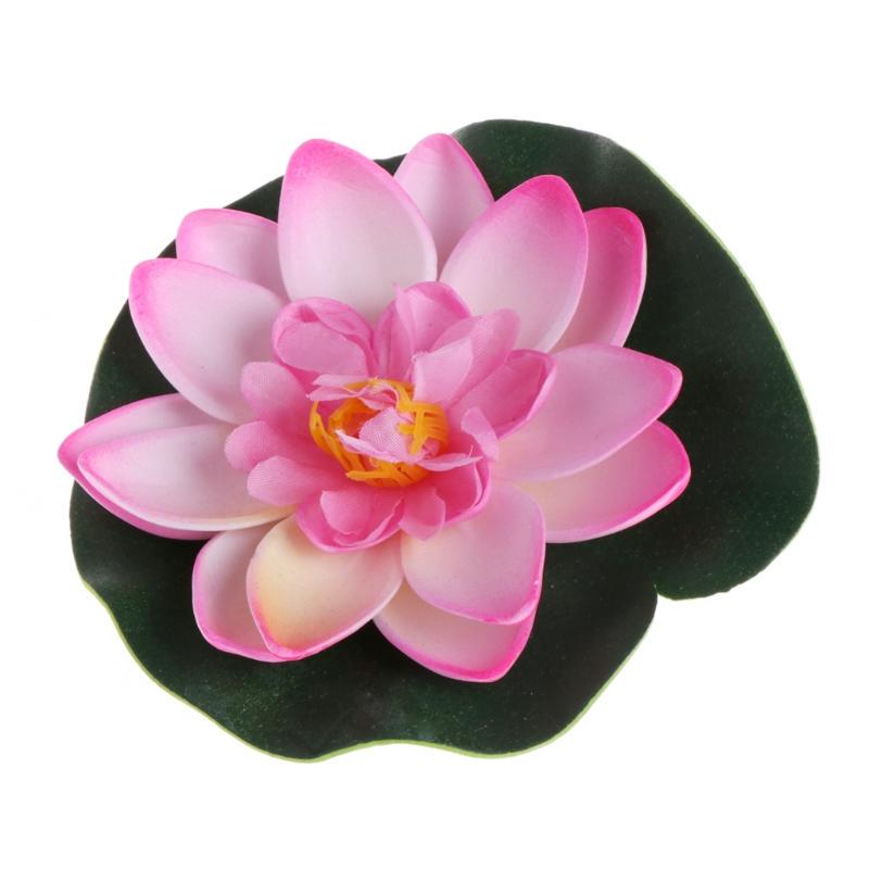 Künstliche Lotusblumen, schwimmende Kunstpflanzen, Lotuswasser, DIY, Garten, Tank, Teichpflanzen, Heimdekoration für Hochzeit, Party, Seerose, Mariage-Zubehör 1PC rosa