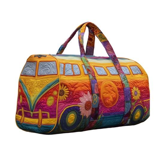 Sporttasche Baumuster Bus Design Gesteppte Reisetasche mit verstellbarem Riemen Stabiler Griff Kleidung Toilettenartikel Reisetasche L E