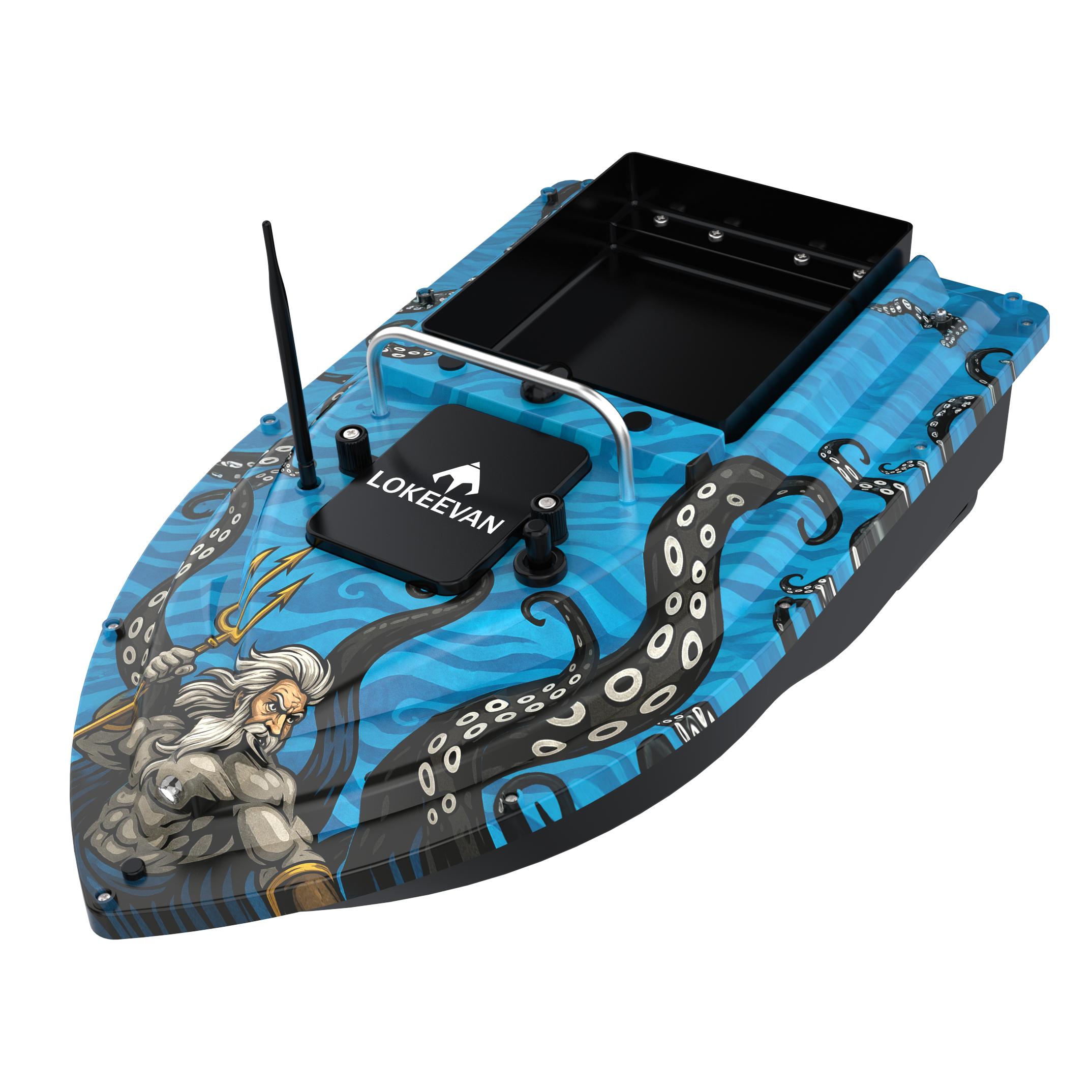 LOKEEVAN D32ED GPS Köderboot 12000mAh GPS+Beidou Dual-System 500m Fernsteuerungsdistanz blau
