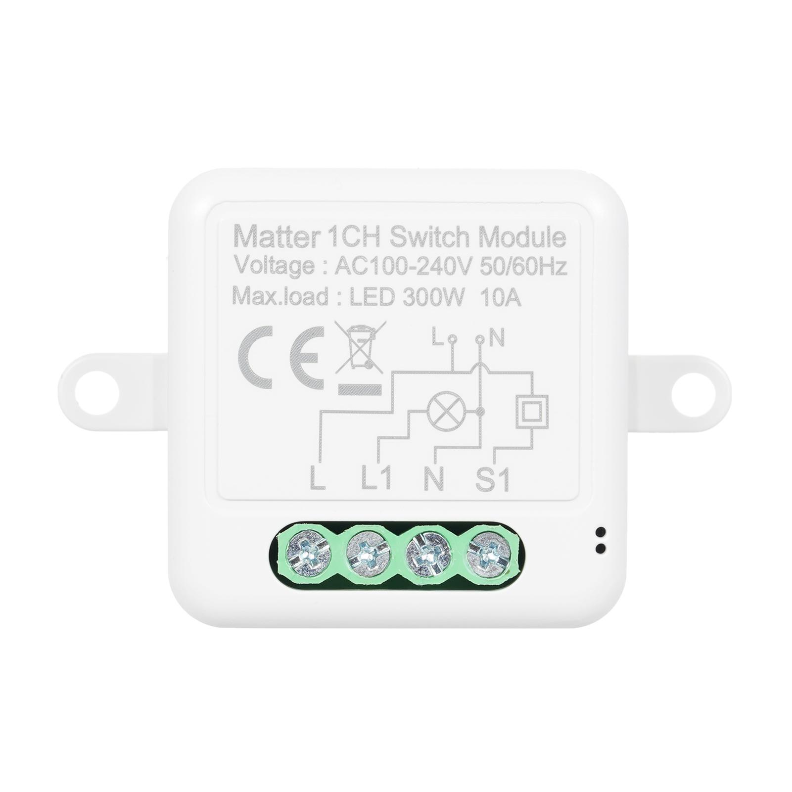 1CH Matter Mini Smart WiFi Schaltermodul DIY Smart Relais Schaltermodul 10A Schalter für Smart Home Matter 1CH Switch Module weiß