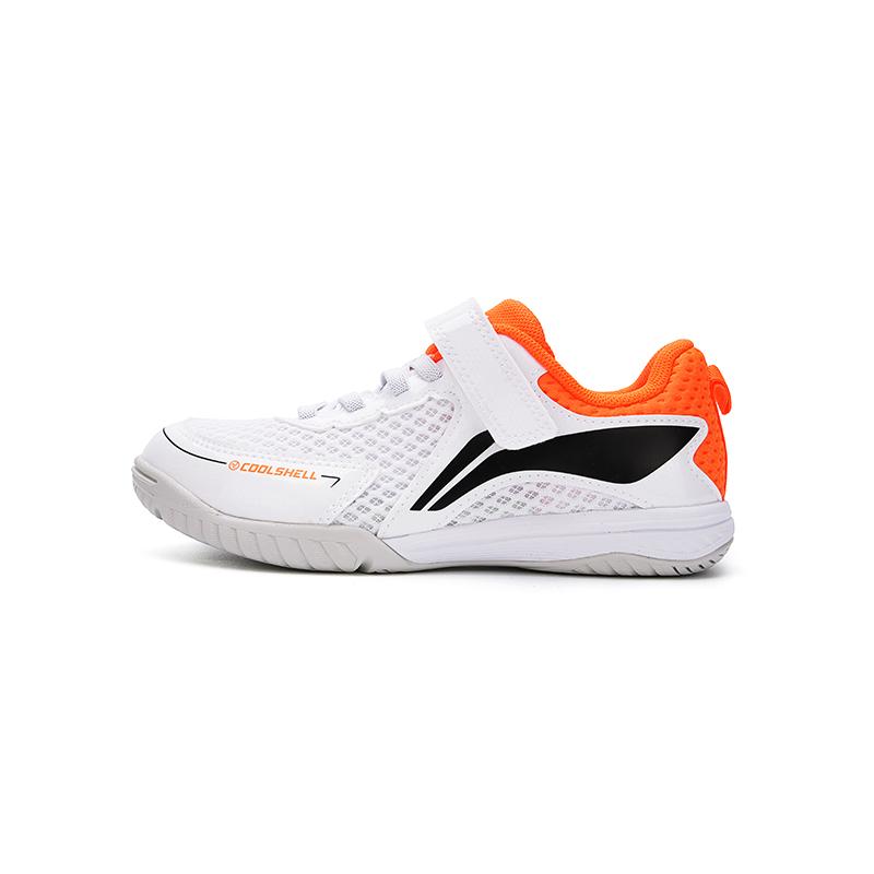Li Ning Tischtennis Serie Mode Trainingsschuhe Kinder Sneaker Weiß Fluoreszierend-Orange Schwarz APPV019-5 35