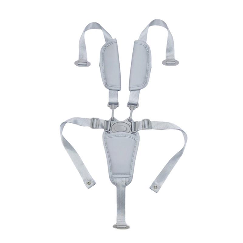 Universalgurt 5-Punkt-Sicherheitsgurt für Kleinkinder Verstellbare Länge Hochstuhl Kinderwagen Gurtzeug Weiche PU Schrittstütze Nylongurte graue