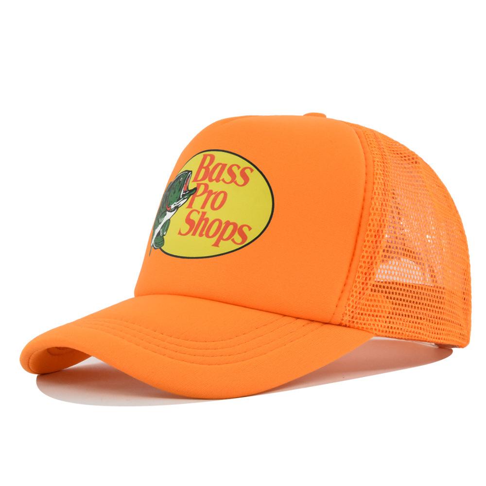 Baseballkappe Fisch Siebdruck Netz Schirmmütze Herren und Damen Netzmütze Wandern Reisen Sonnenhut adjustable orange