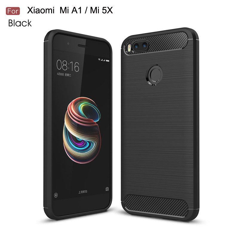 Thouport Für Xiaomi Mi A1 Fall Silizium Xiaomi Mi5X Fall Carbon Faser Weiche TPU Stoßfest Abdeckung Fällen Für Xiaomi MiA1 mi 5X schwarz