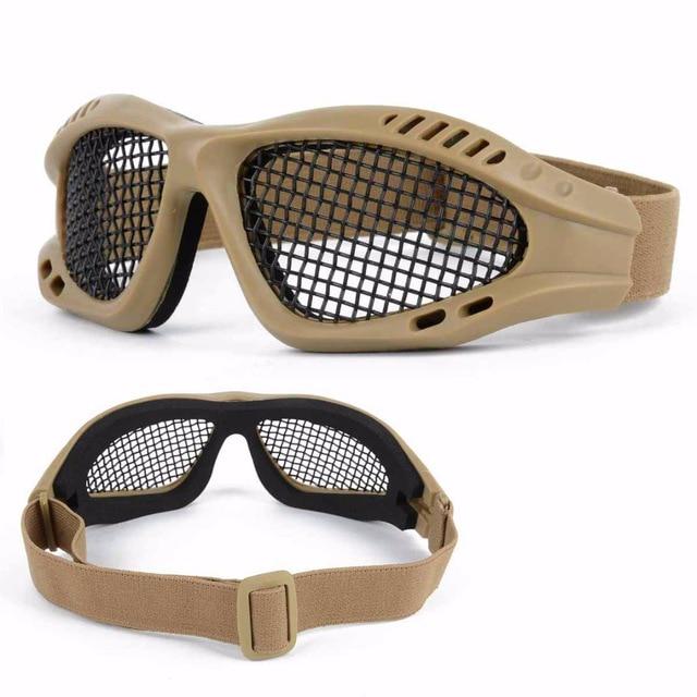 Outdoor Taktische Paintball Brille Stahldrahtgeflecht Augenschutz Airsoft Brille Eye Game Protector hellbraun